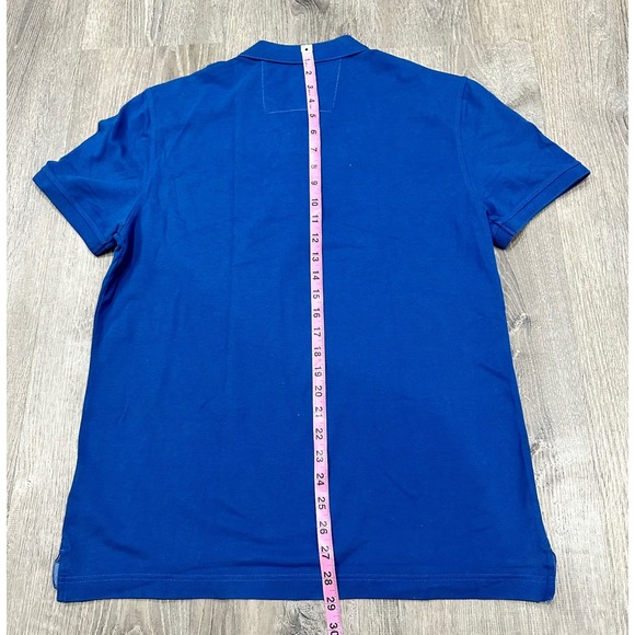 Banana Republic Pique Polo Shirt Men's Large Blue Elephant Slim Casual Golf Polo - Picture 6 of 9